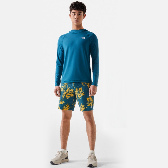 【The North Face】男款 經典長袖連帽T恤(亞洲版型).套頭休閒衫/81PW-EPS 珊瑚藍✿30E010